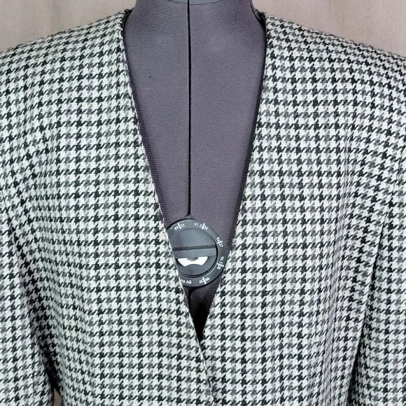 SPIEGEL Black and White Houndstooth Wool MId Length Jacket Size 12 - Picture 2 of 8